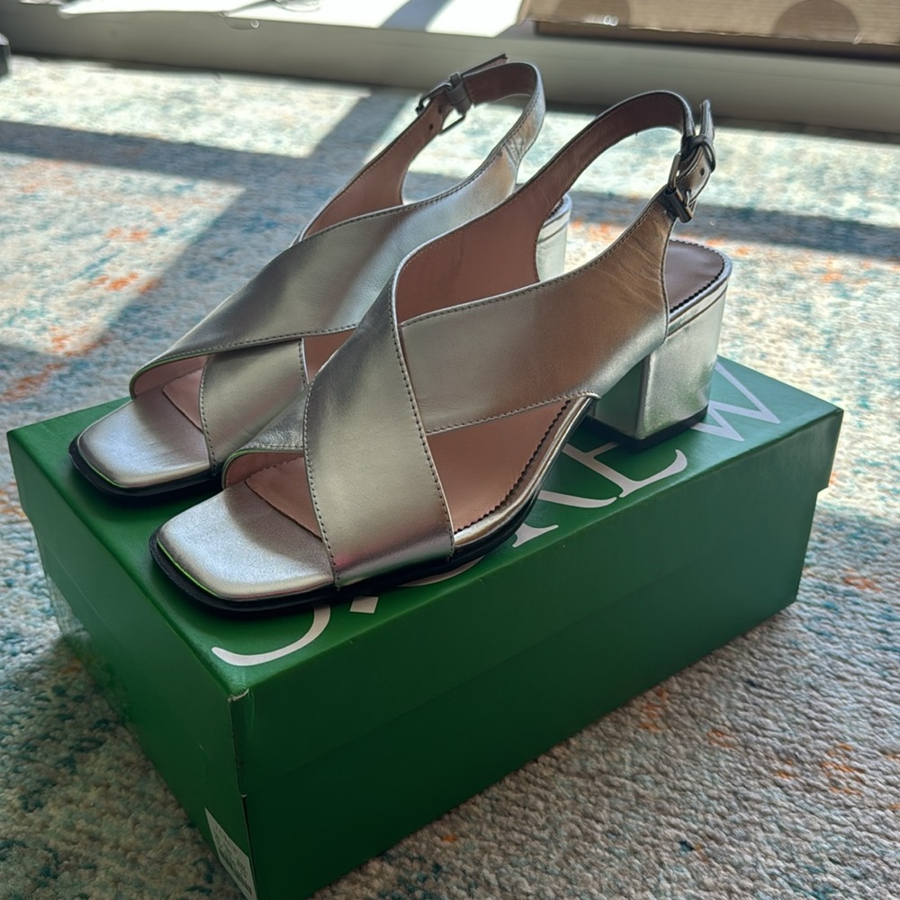 J.Crew Dylan Silver Sandal, Size 9, NWT